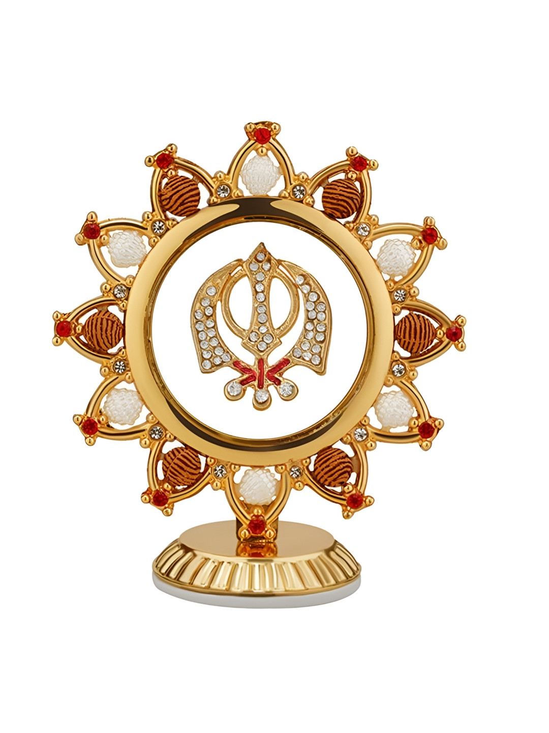 INTERNATIONAL GIFT Sikh Symbol Khanda Gold Metal Metallic Prayer Room Small Showpiece - 3.3 Inches