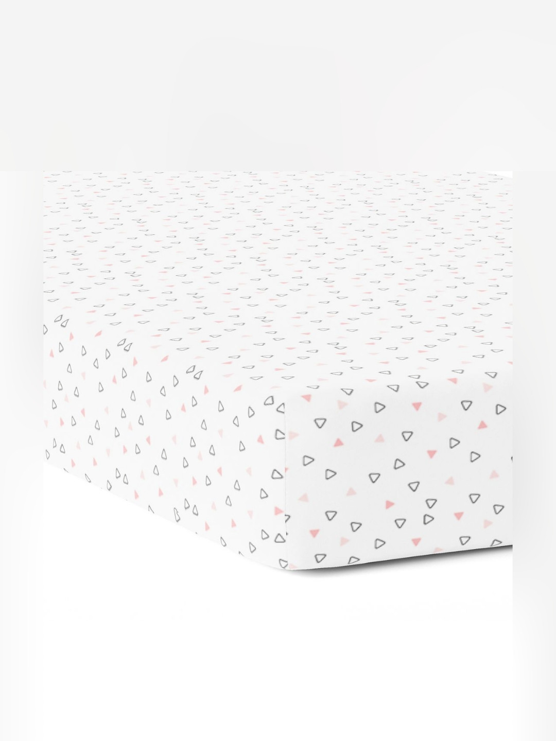 The White Cradle Triangles Pink Geometric Cotton 120 TC Fitted Crib Bedsheet -55 x 28 inches