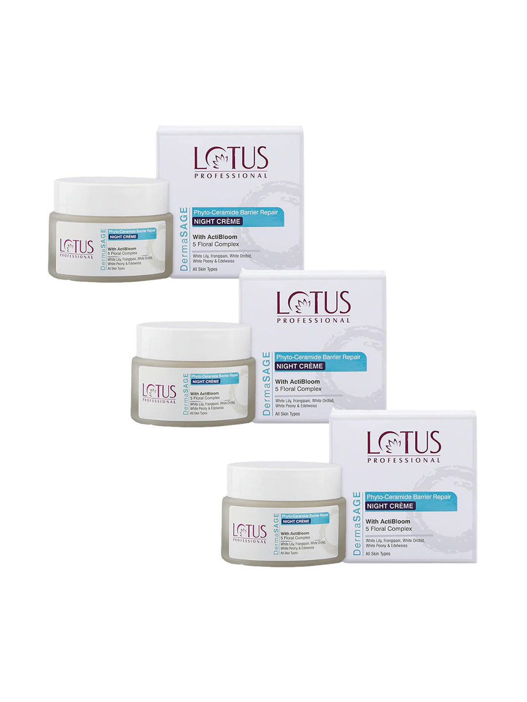 Lotus Professional Set Of 3 Dermasage Ceramide Night Cream-50g Each