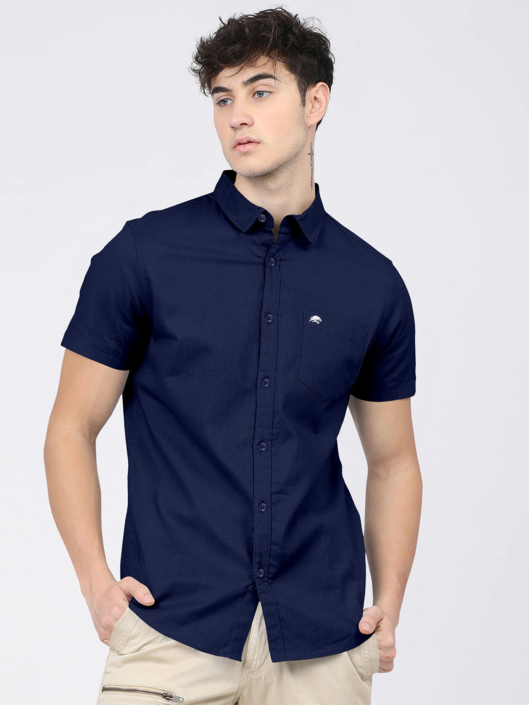 BRUCEWANE Men Standard Opaque Semiformal Shirt