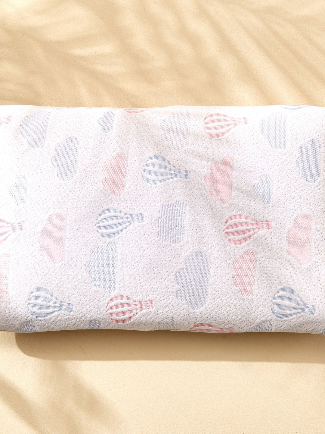 Home Centre Corsica Slumber White & Pink Printed Memory Foam Filled Sleep Pillow