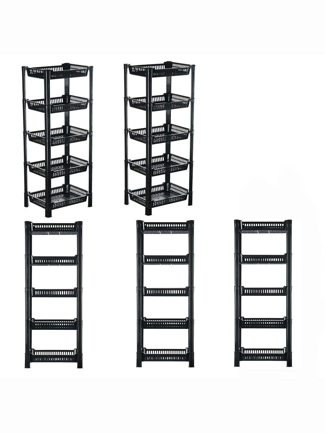 Kuber Industries Black 5 Pieces Long Lasting 5 Tier Kitchen Organisers