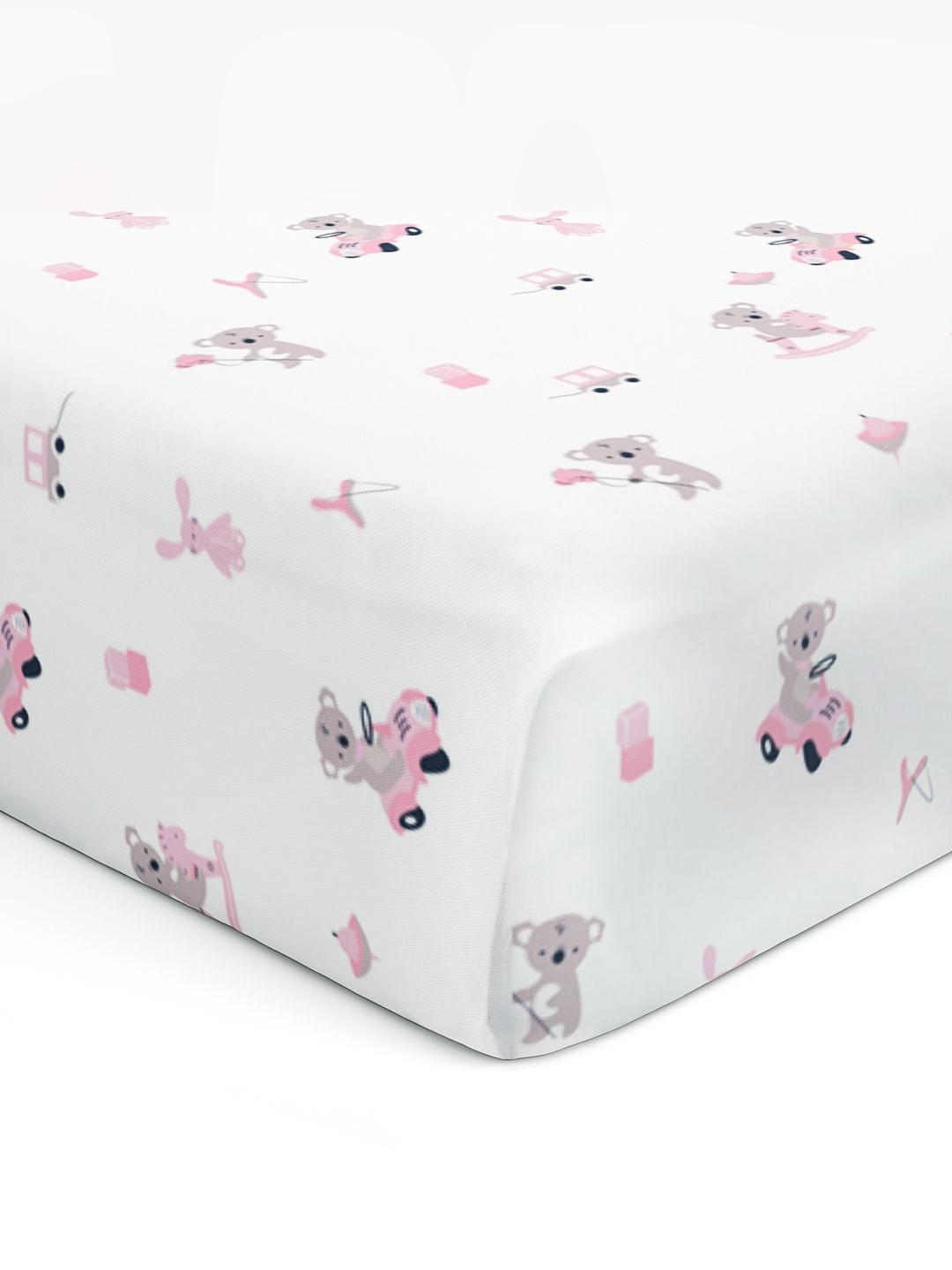 The White Cradle Pink Graphic Cotton 120 TC Crib Bedsheet -71 x 47 inches