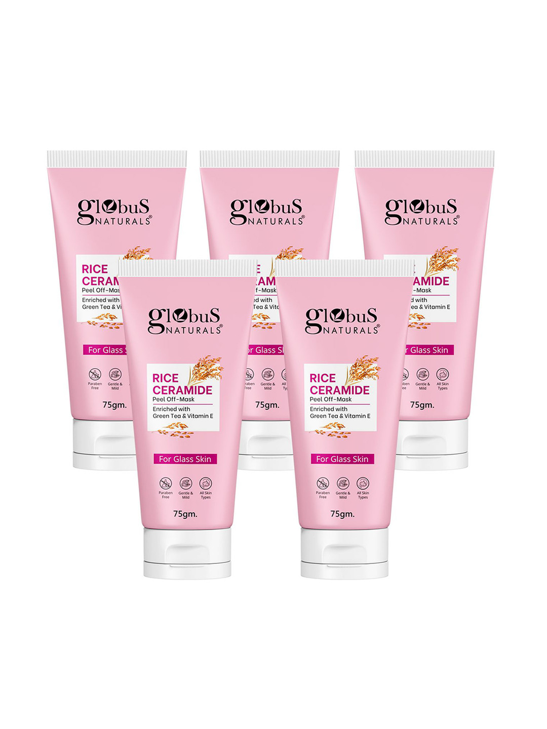 Globus naturals Rice Ceramide Set Of 5 Peel Off Mask With Vitamin E-75g each