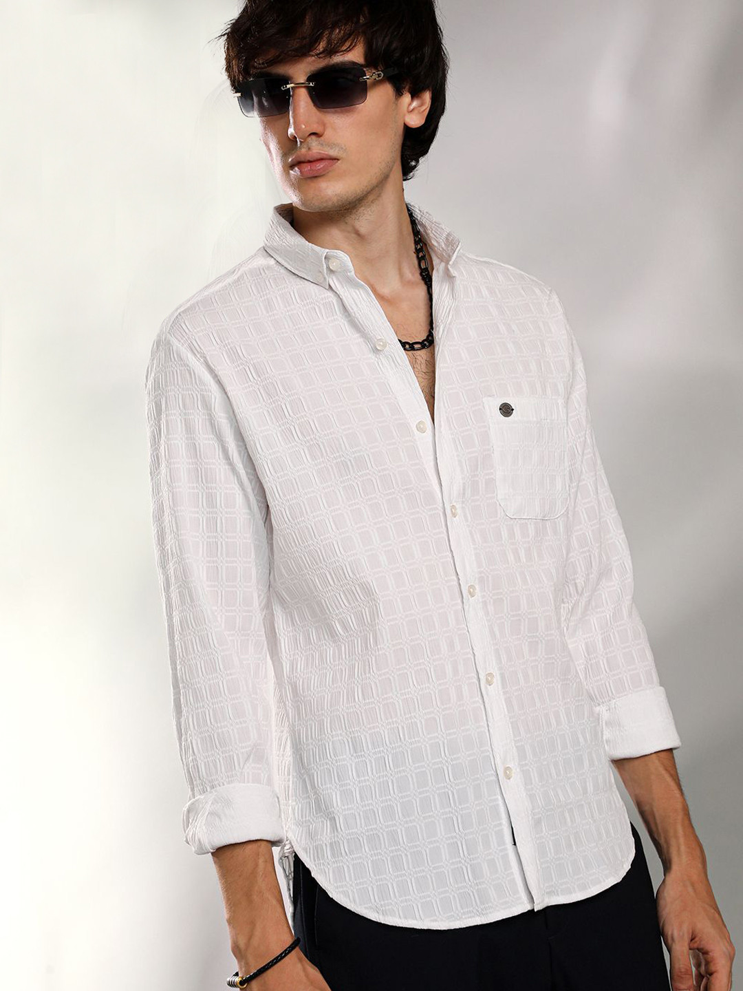 CAHOOT Men Textured Button-Down Collar Casual Shirt