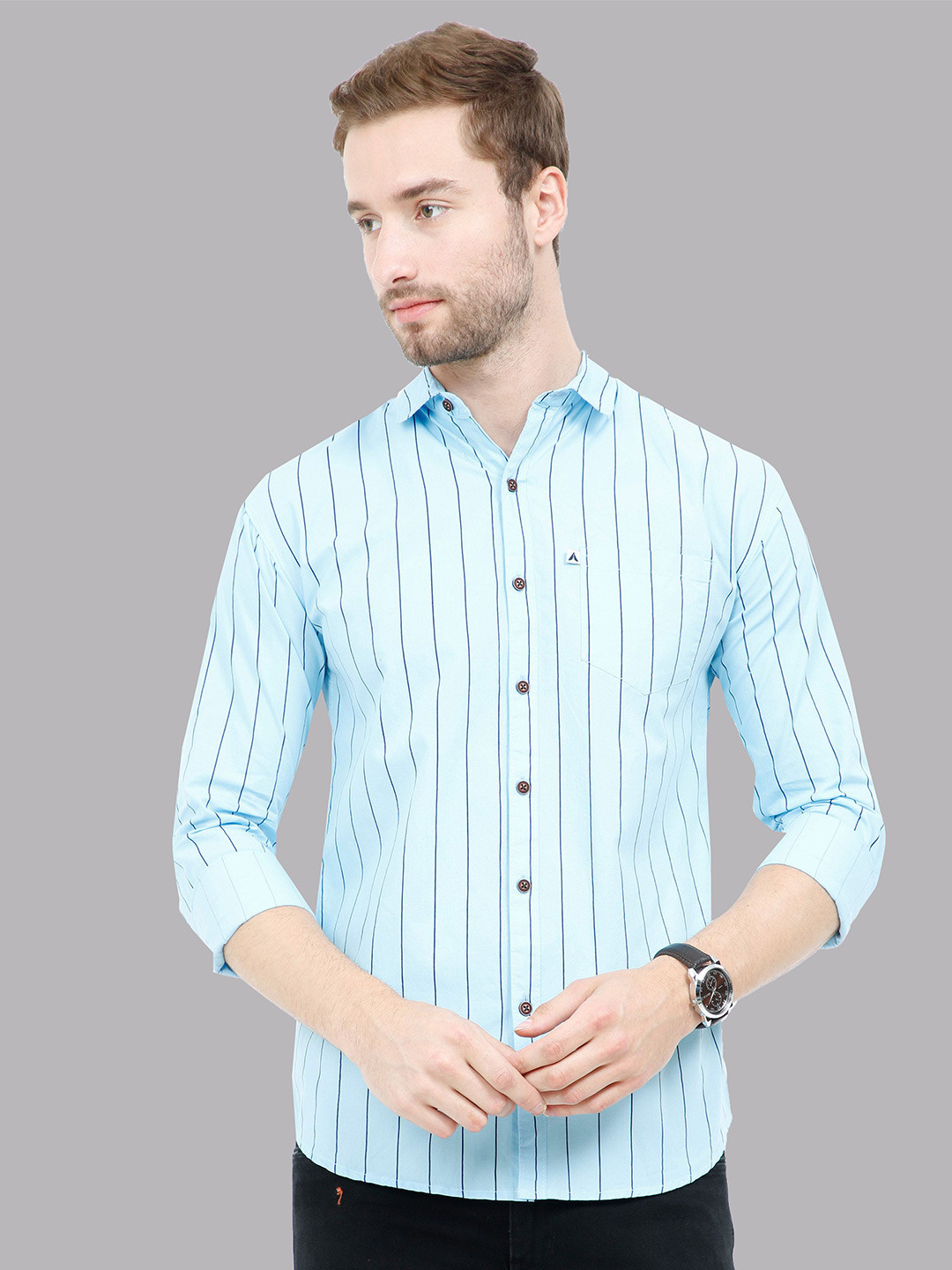 AIDAN PAUL Men Comfort Pinstripes Opaque Striped Casual Shirt