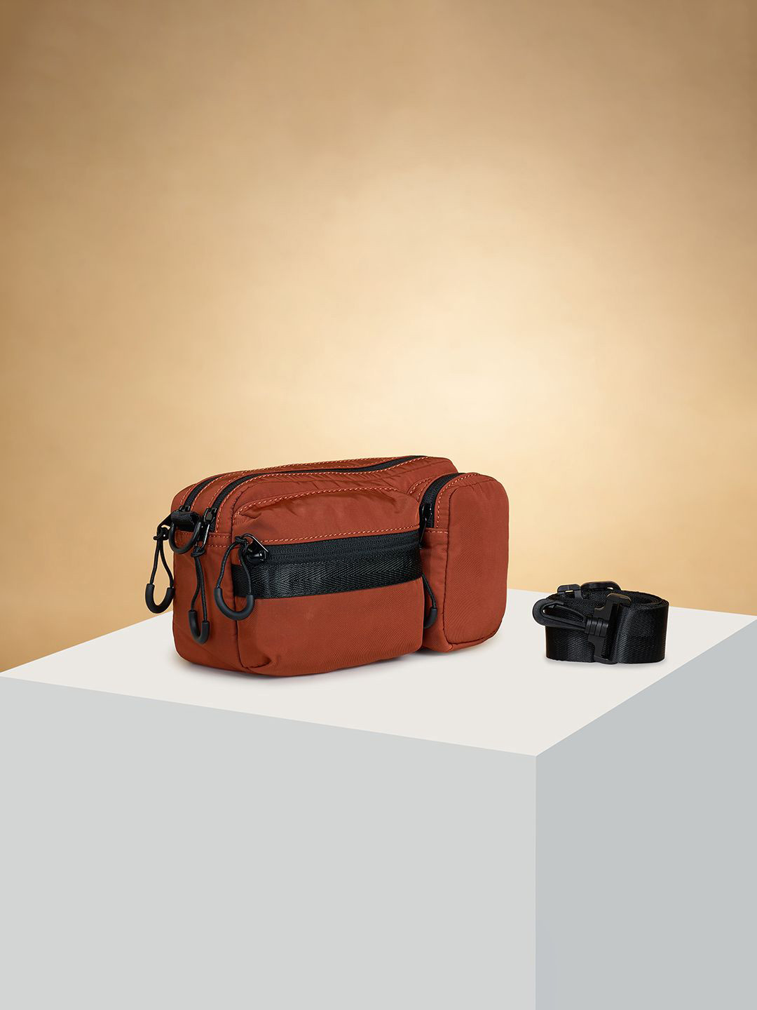 Ajile by Pantaloons Structured Sling Bag with Cut Work