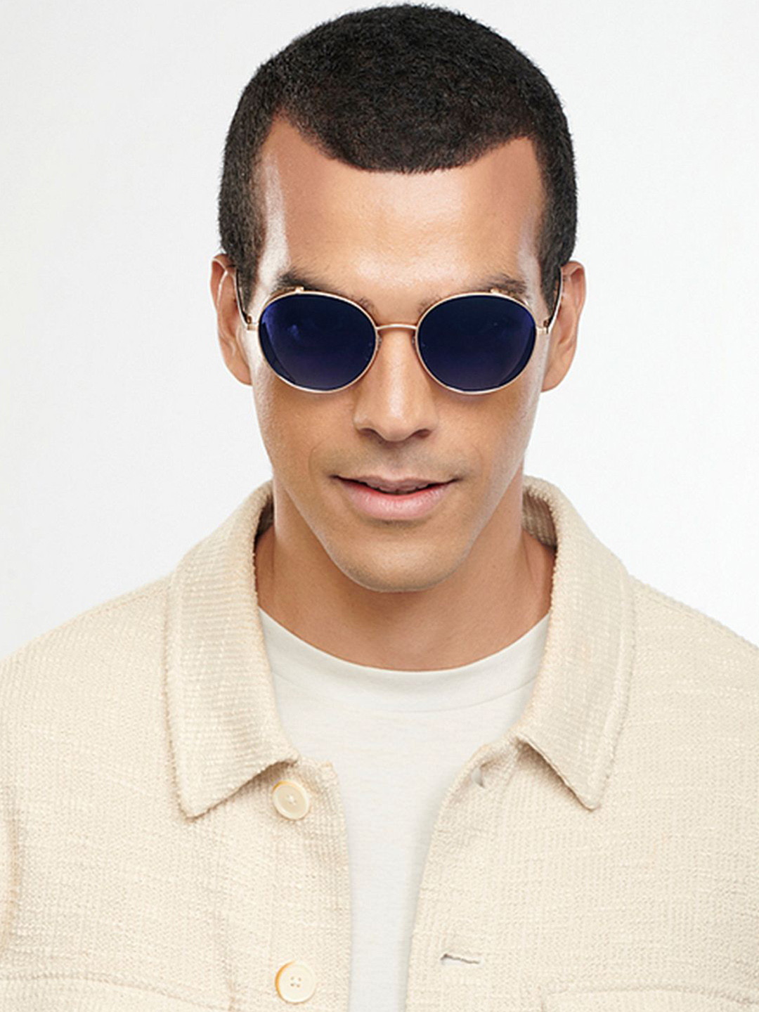 John Jacobs Unisex Round Sunglasses with Polarised and UV Protected Lens 152197