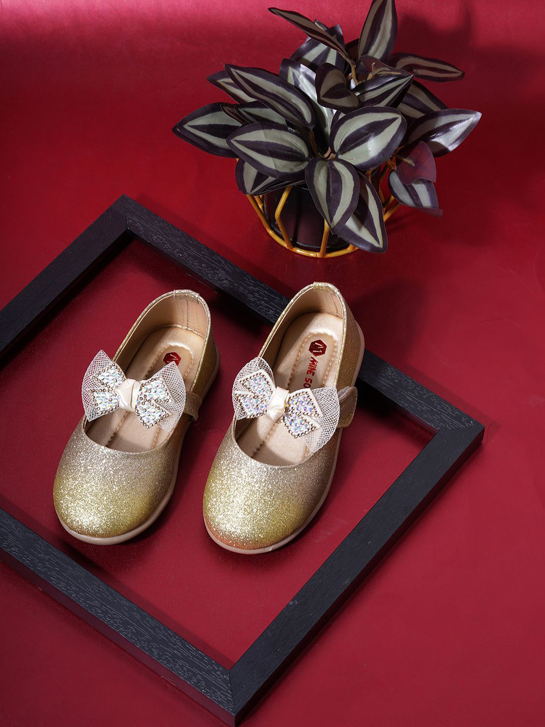 Minesole Girls Embellished Mary Jane Flats with Bow