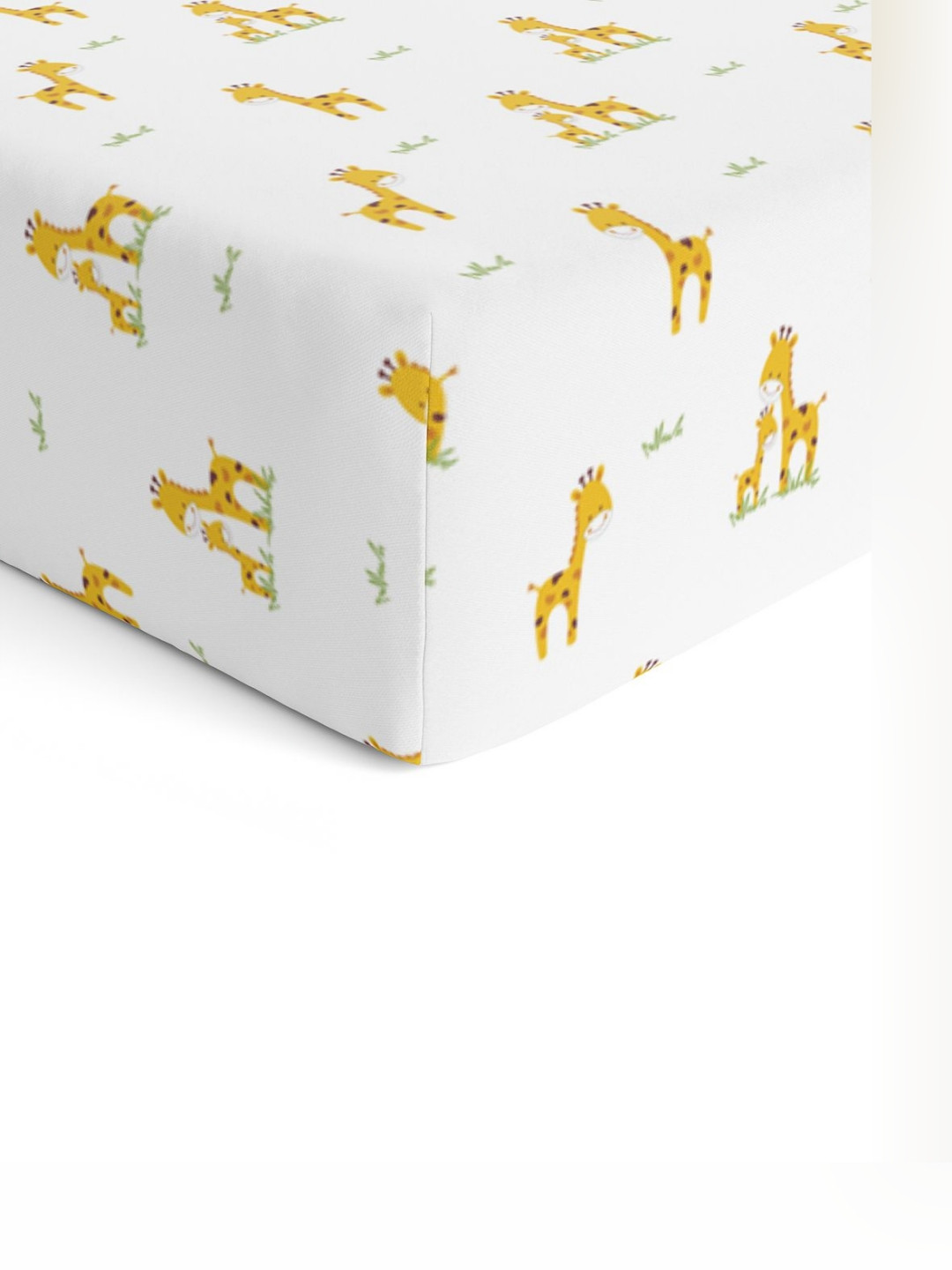 The White Cradle Giraffe White Animal Cotton Skin-Friendly 120 TC Fitted Crib Bedsheet -120 x 60 x 15 cm