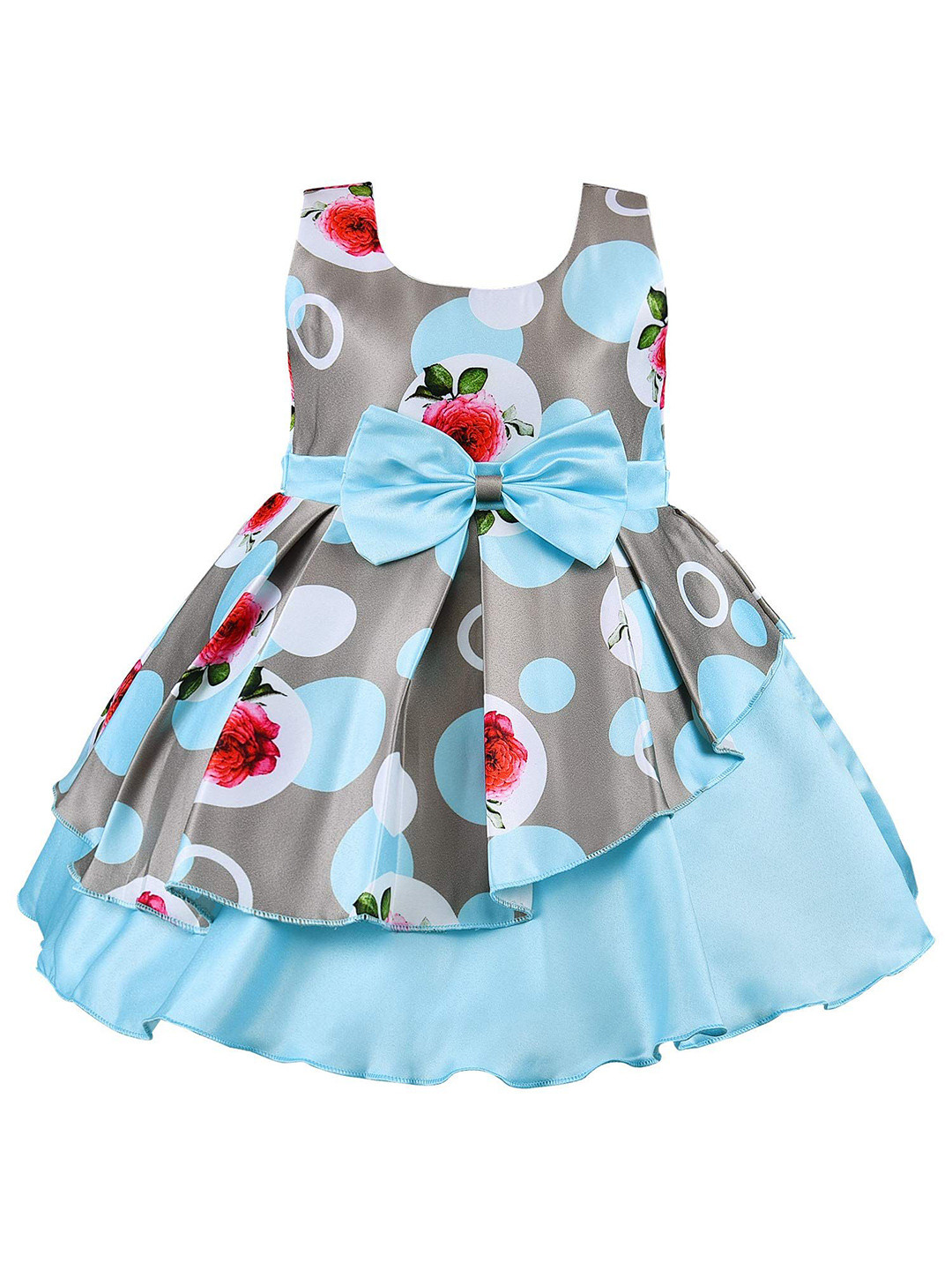 Netra Creation Floral Print Satin A-Line Dress