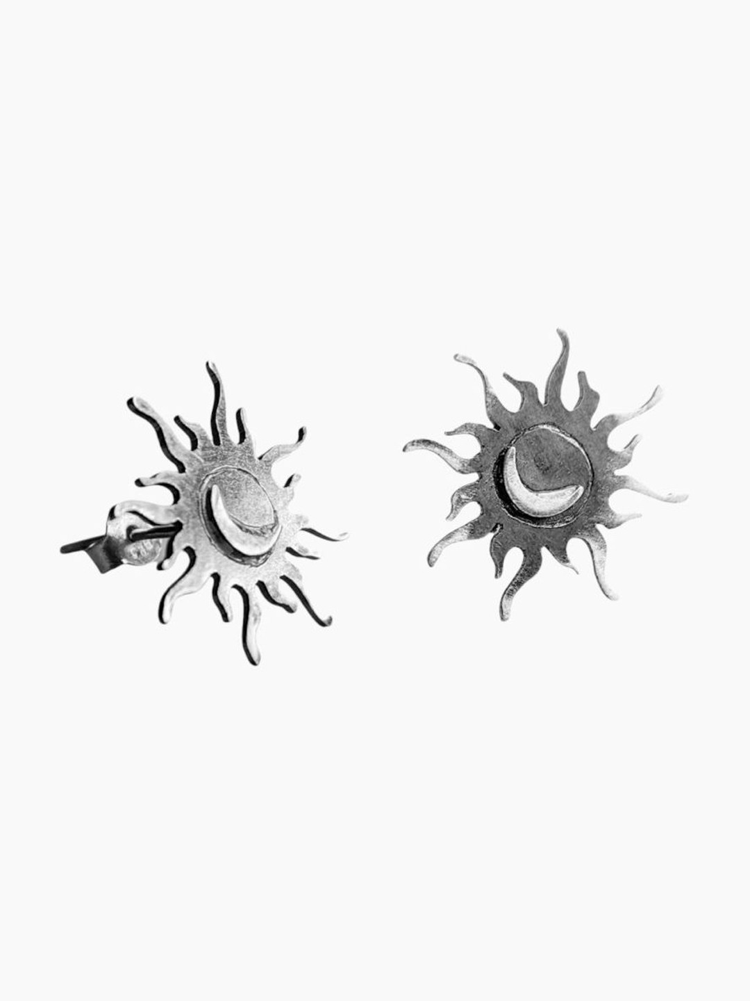 Goldnera 925 Sterling Silver Sun and Moon Studs