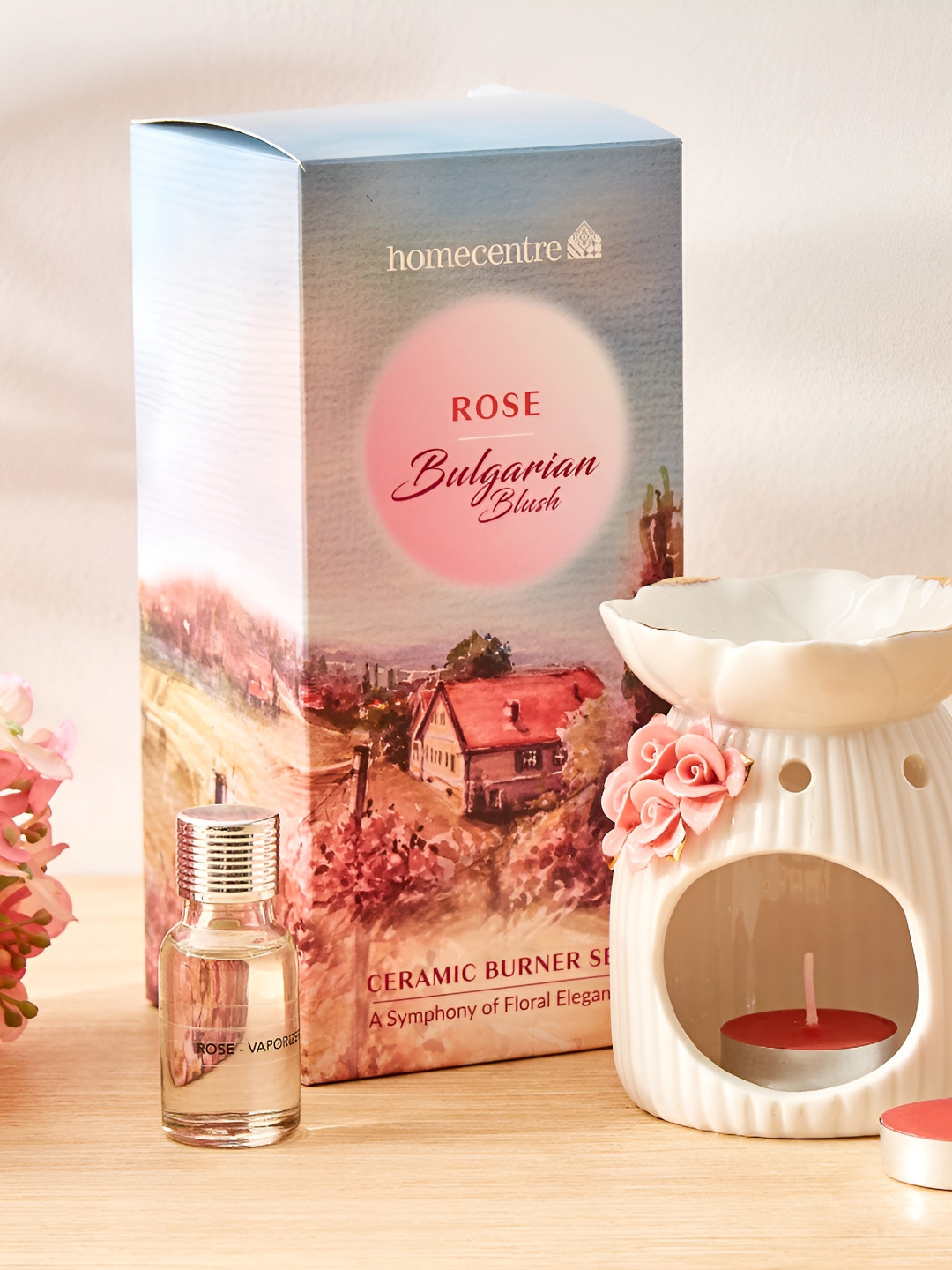Home Centre Redolence Pink 4 Pieces Rose Oil Reed Diffusers