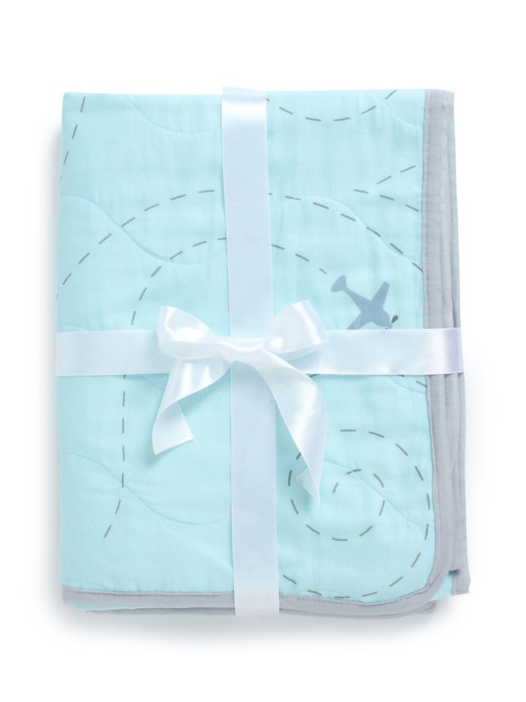 The White Cradle Blue Aeroplane Prined Mild Winter 110 GSM Cotton Single Bed Blanket