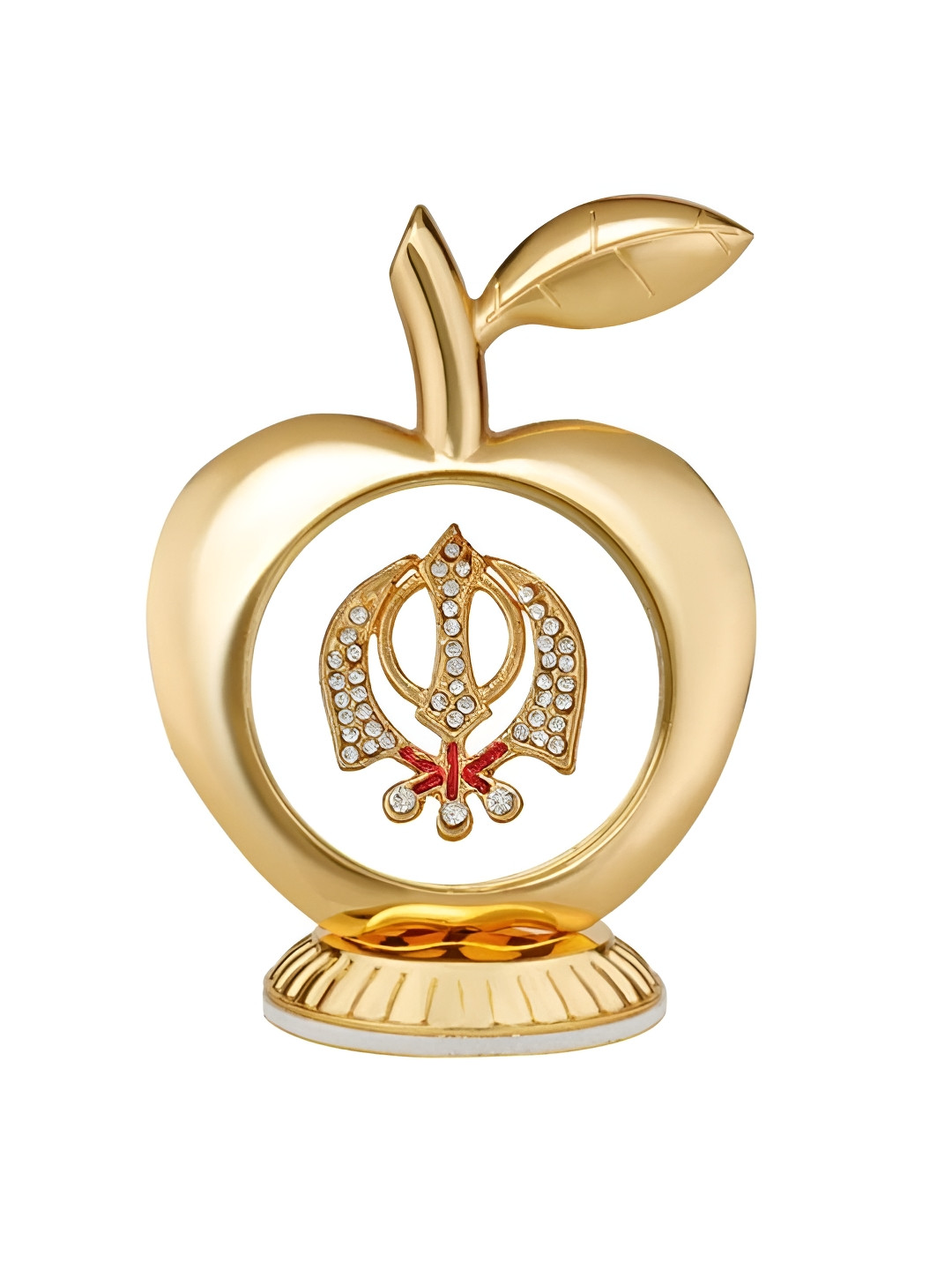 INTERNATIONAL GIFT Sikh Symbol Gold Metal Metallic Living Room Small Showpiece - 3.3 Inches