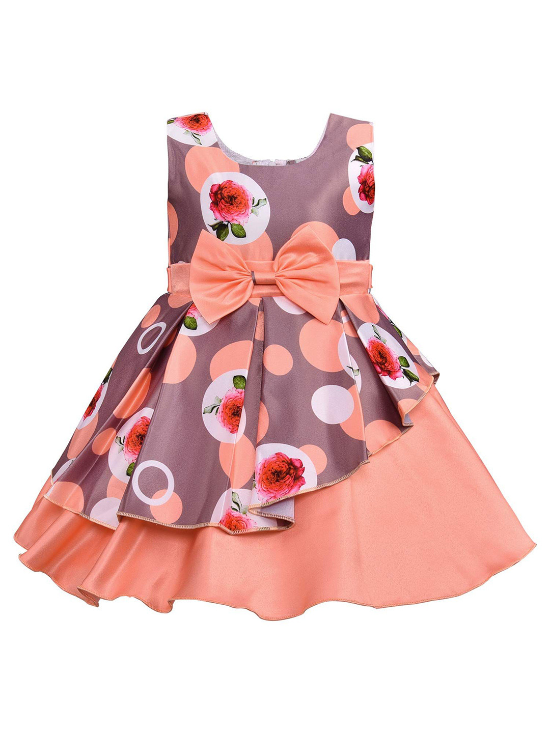 Netra Creation Floral Print Satin A-Line Dress