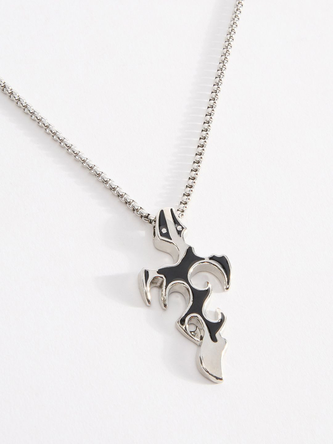 THE BEAR HOUSE Men Silver Plated Sword Pendant Chain With Lobster Closure