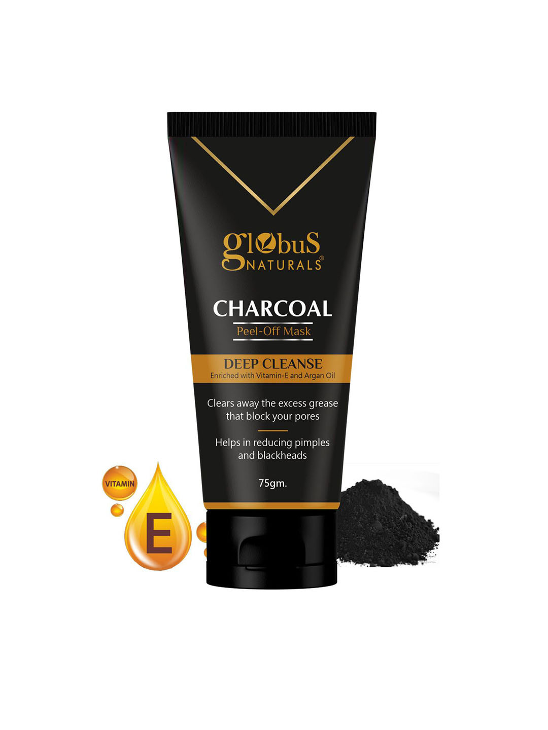 Globus naturals Charcoal Peel Off Mask For Deep Cleanse With Vitamin E & Argan Oil-75g
