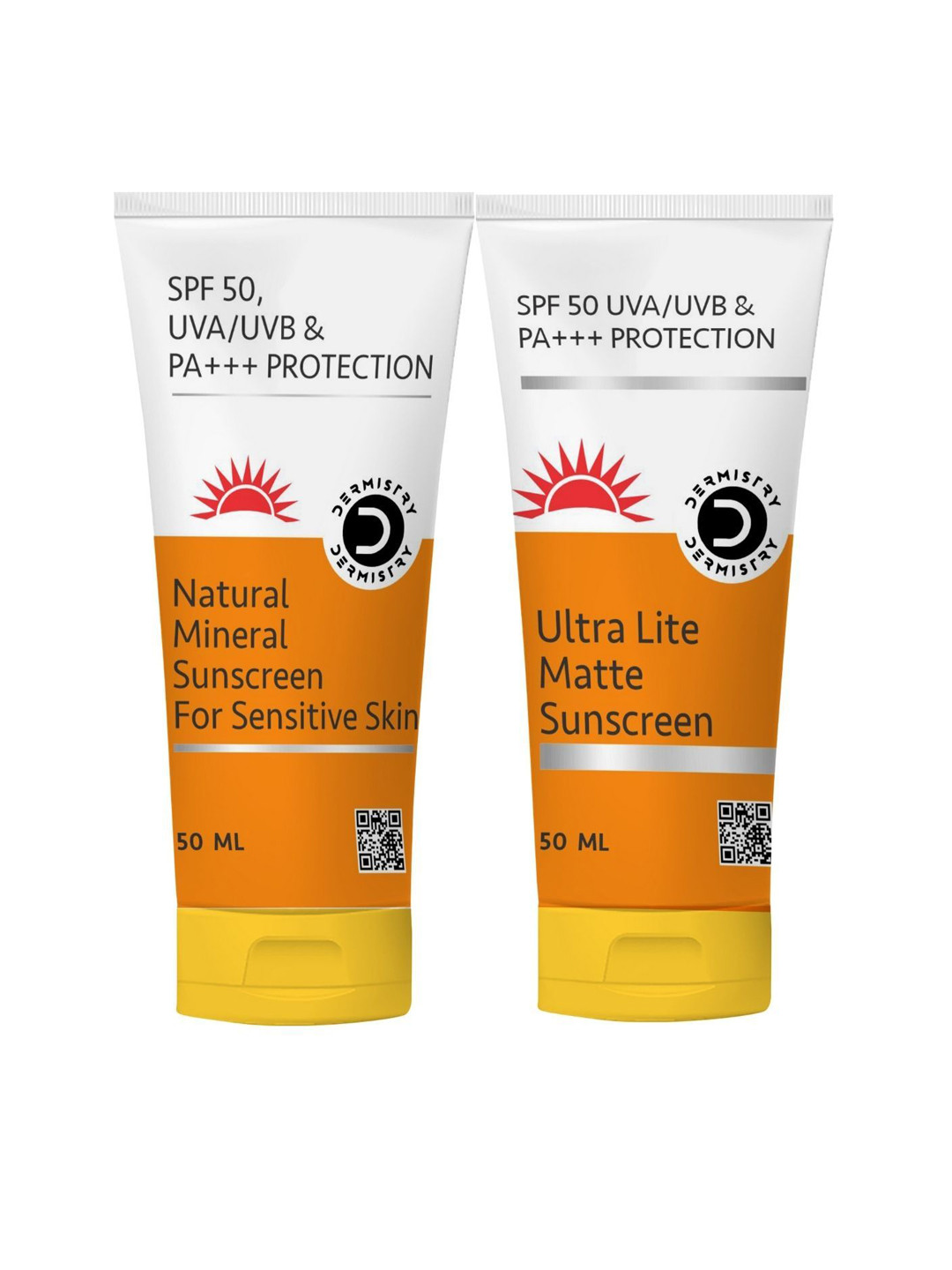 DERMISTRY Set Of 2 Ultra Lite Matte Finish & Natural Mineral SPF50 Sunscreen- 50ml Each
