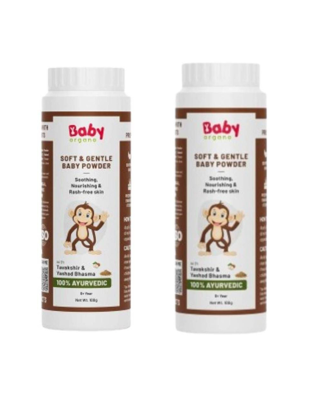 BABYORGANO Set Of 2 Soft & Gentle 100% Ayurvedic Baby Powder With Tavakshir- 100g Each