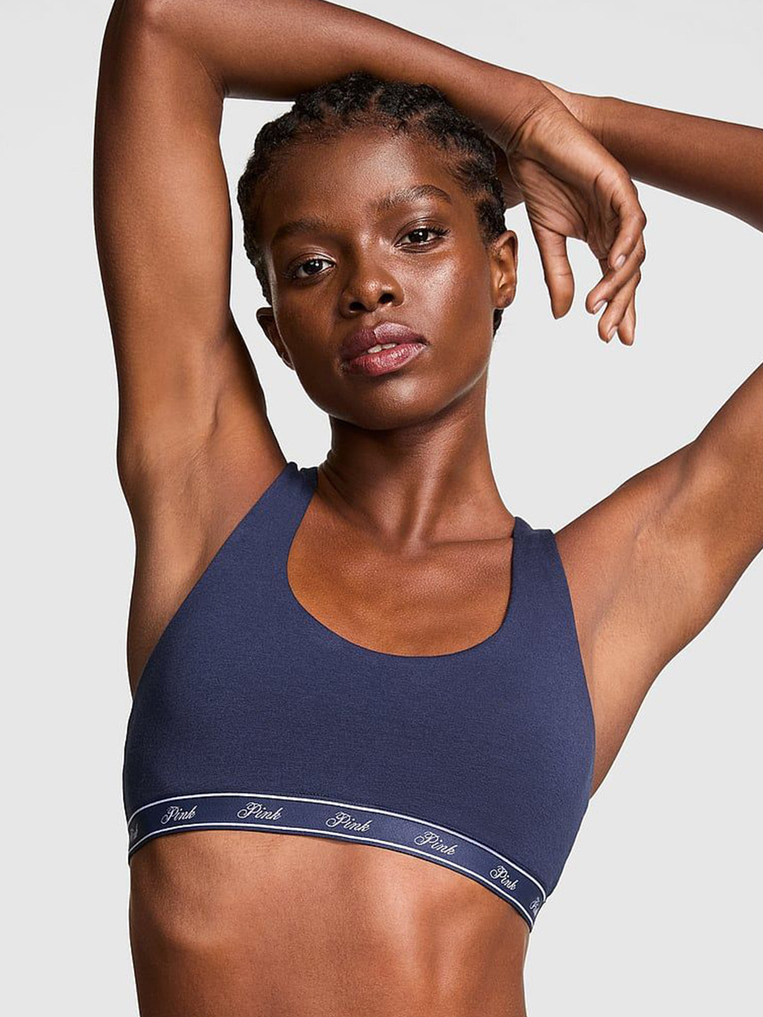 Victoria's Secret PINK Bralettes & Bra Tops Cotton Logo Racerback Bralette