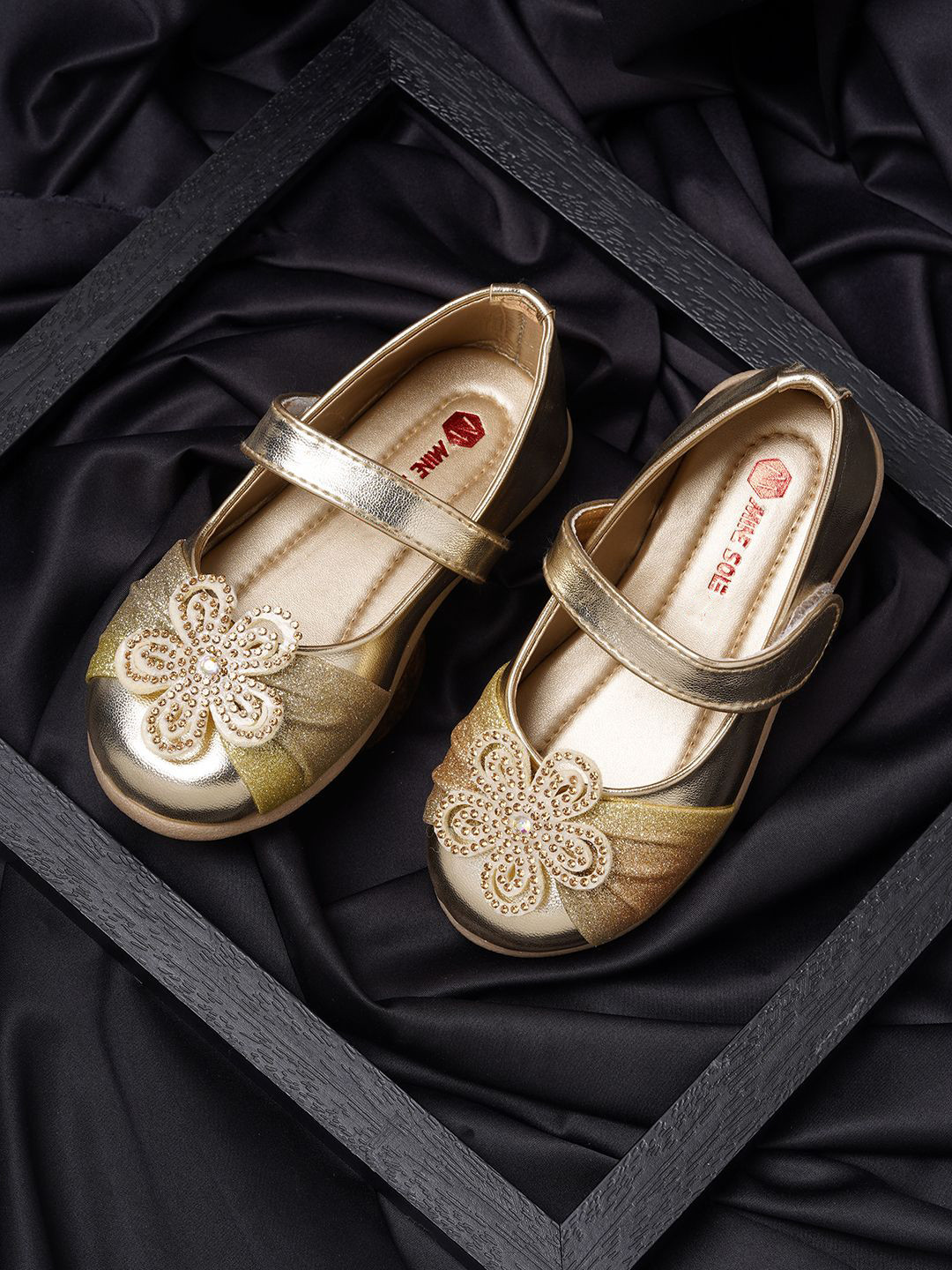 Minesole Girls Embellished Synthetic Leather Mary Janes