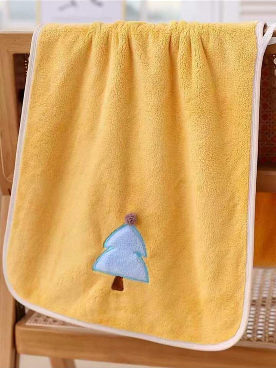 Butterthief Kids Yellow Embroided Cotton 350 GSM Bath Towel