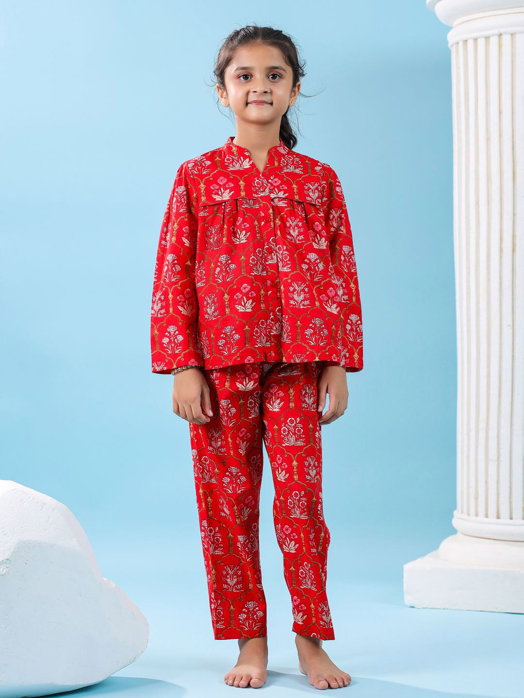 SANSKRUTIHOMES Girls Printed Pure Cotton Night suit