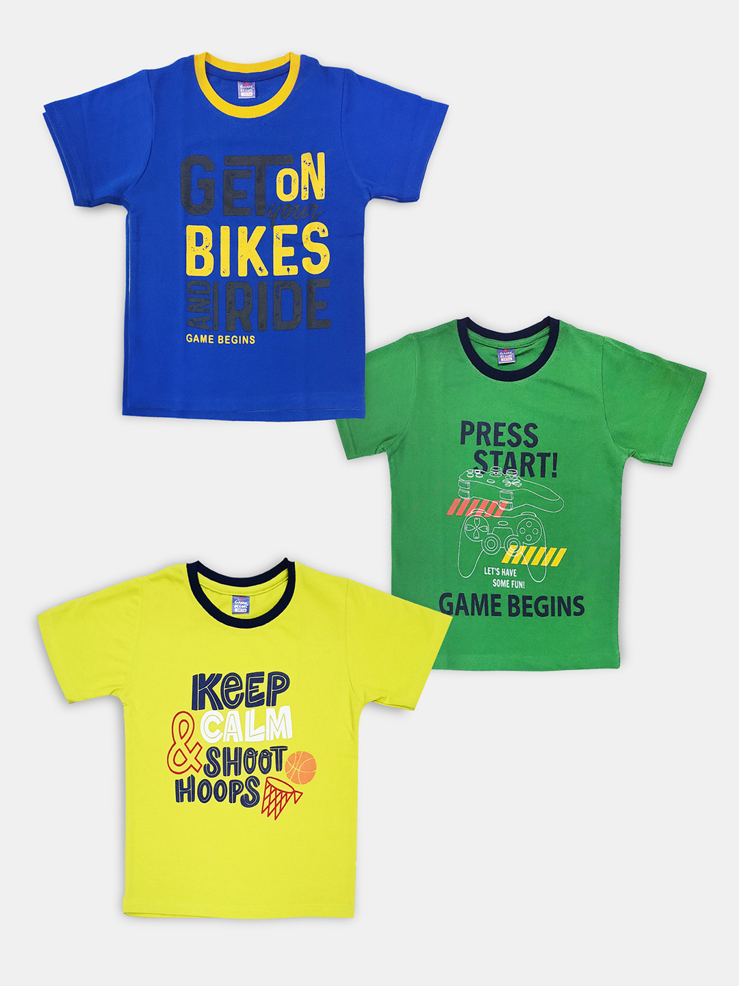 Here&Now X Game Begins Boys Pack of 3 Assorted Typography Printed T-shirts