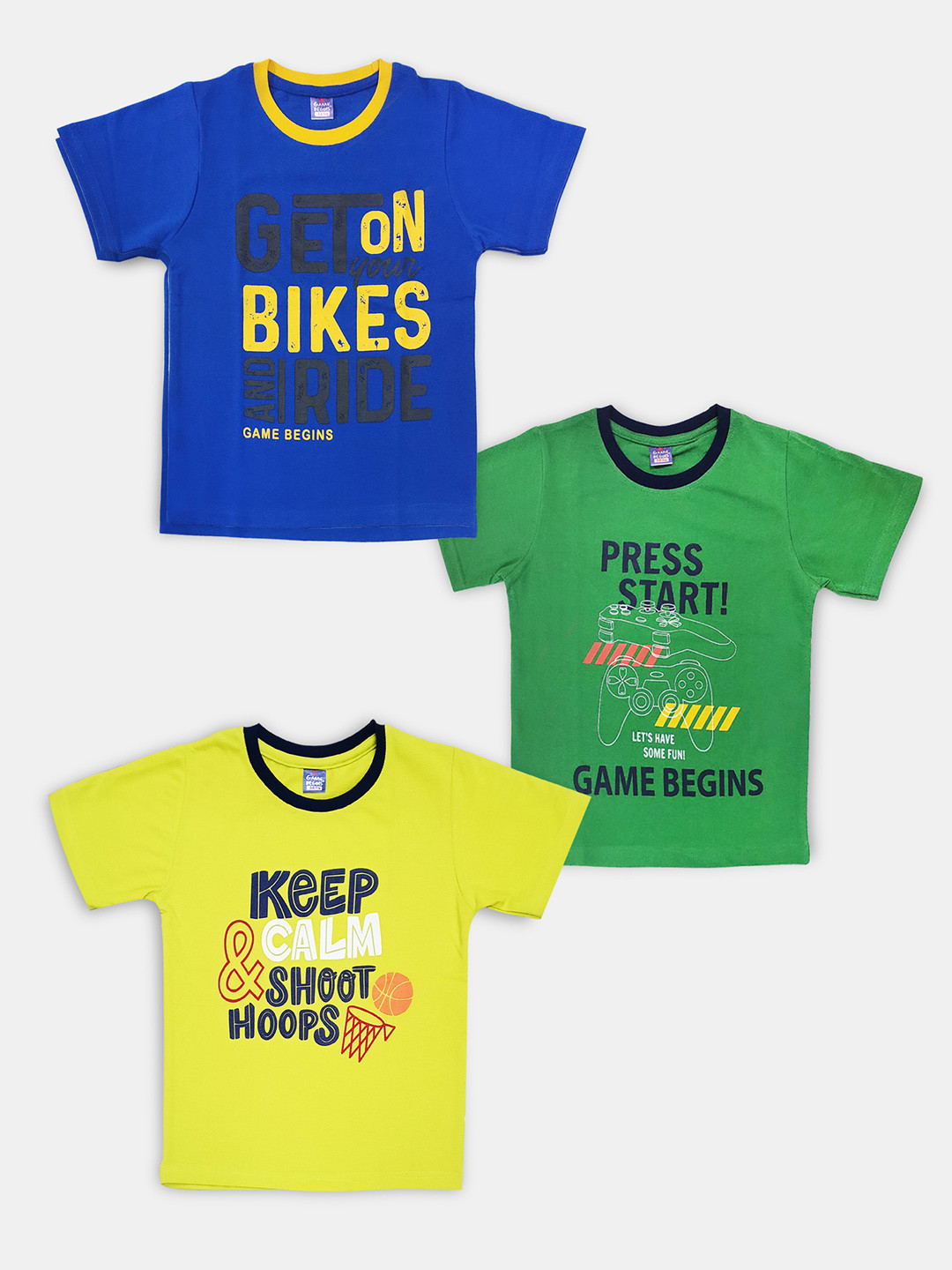 Here&Now X Game Begins Boys Assorted Set of 3 Printed T-shirts