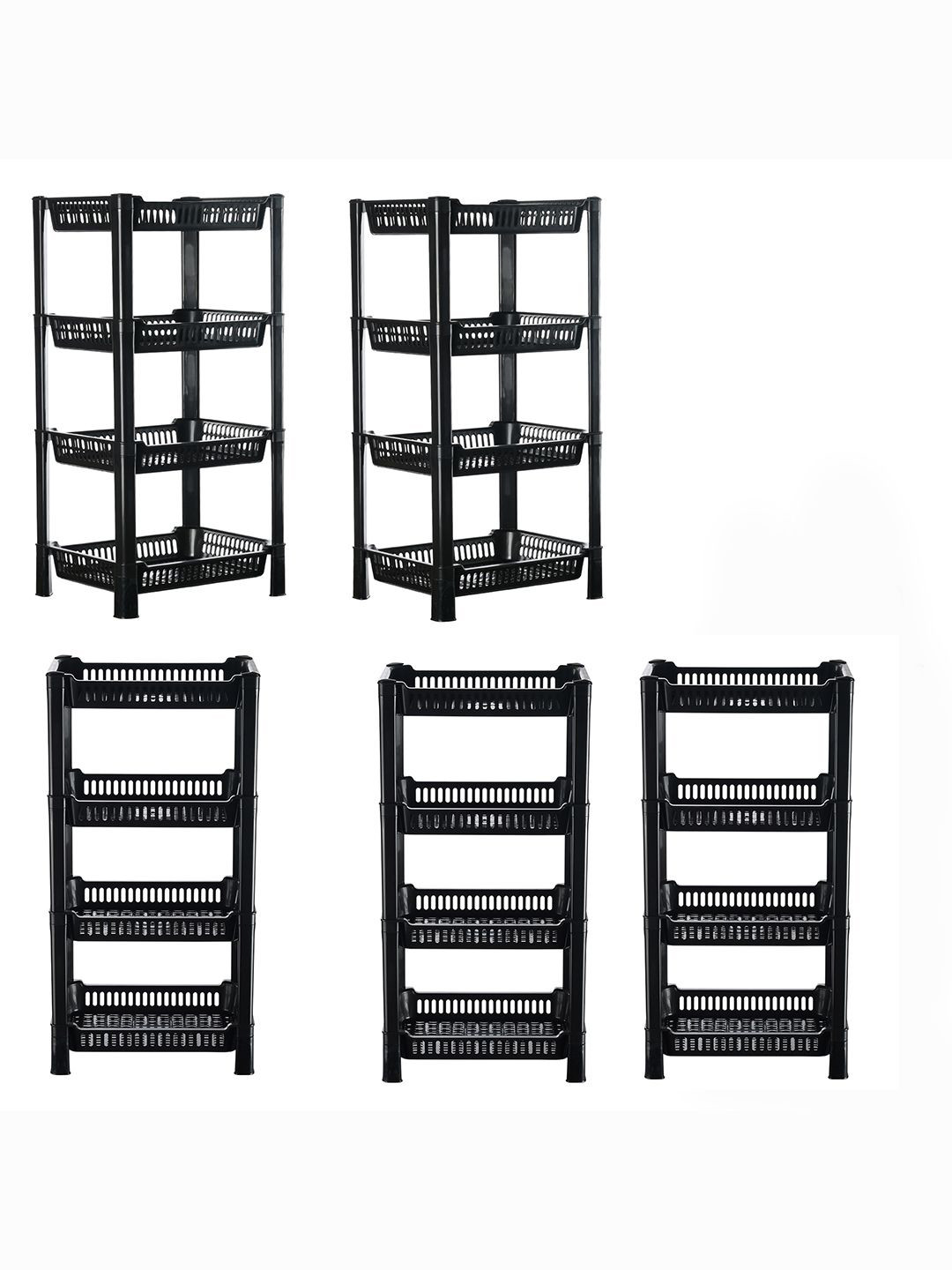Kuber Industries Black 5 Pieces Long Lasting 4 Tier Kitchen Organisers