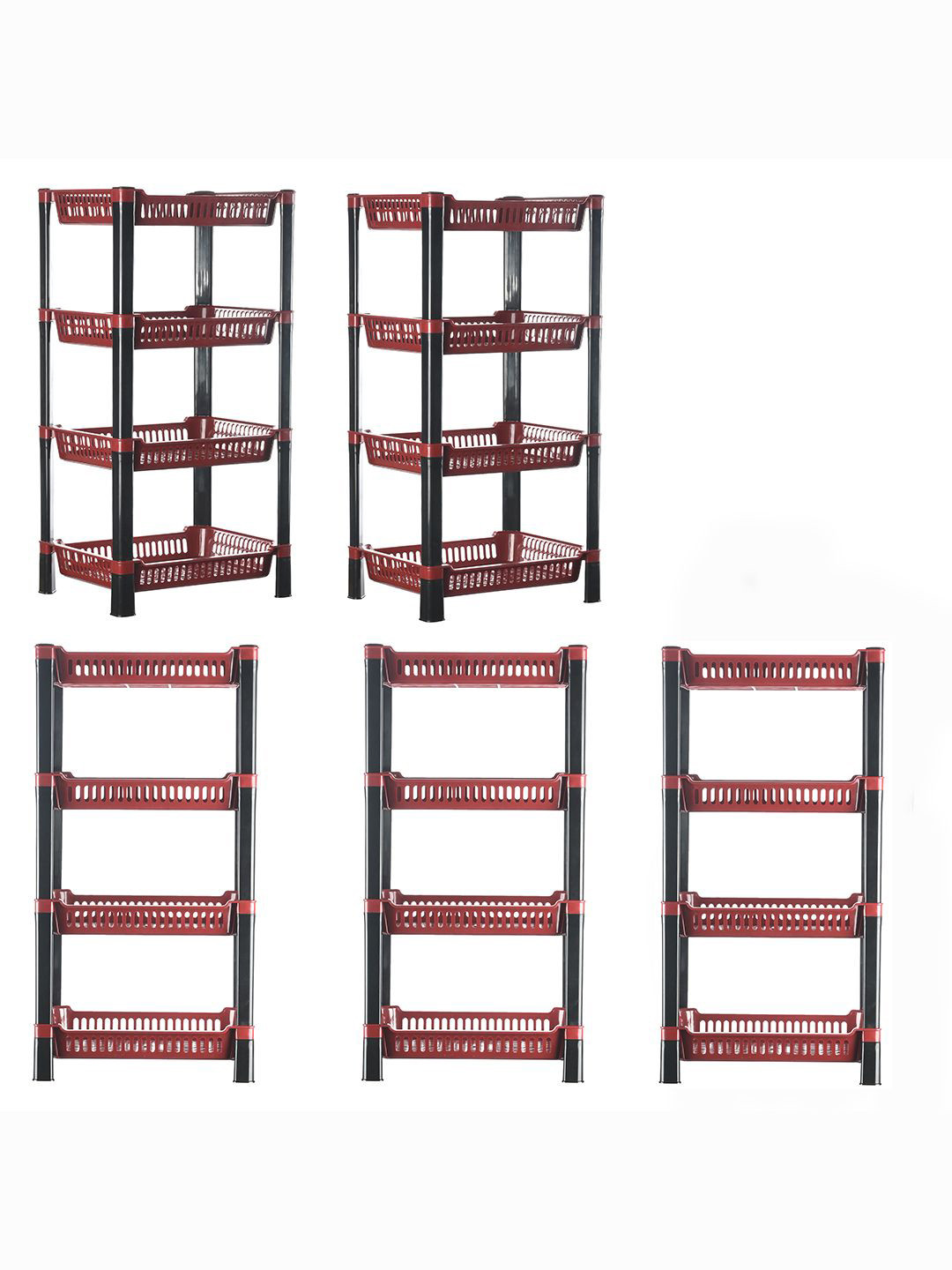 Kuber Industries Maroon 5 Pieces 4 Tier Storage Rack