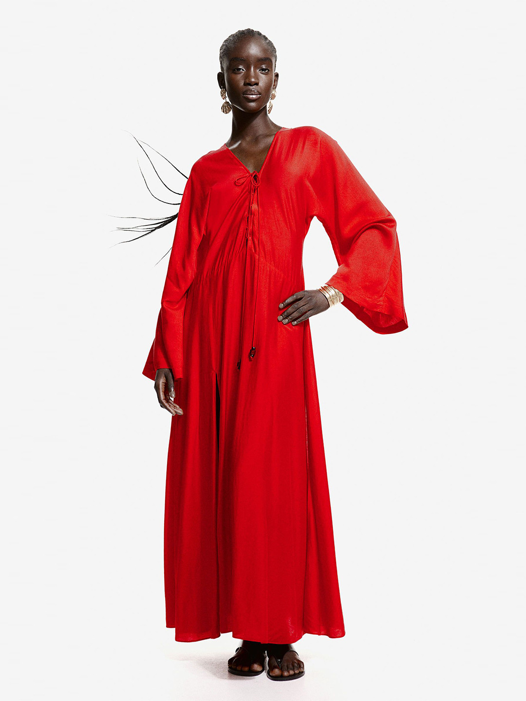 H&M Lace-up kaftan dress