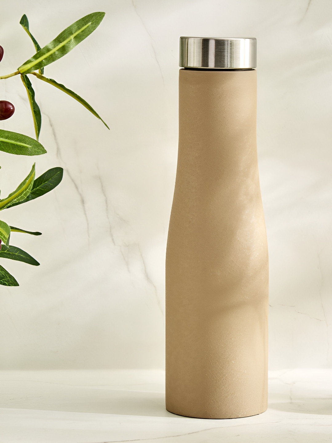 Home Centre Corsica Fiesta Single Beige Stainless Steel Solid Water Bottle 1L