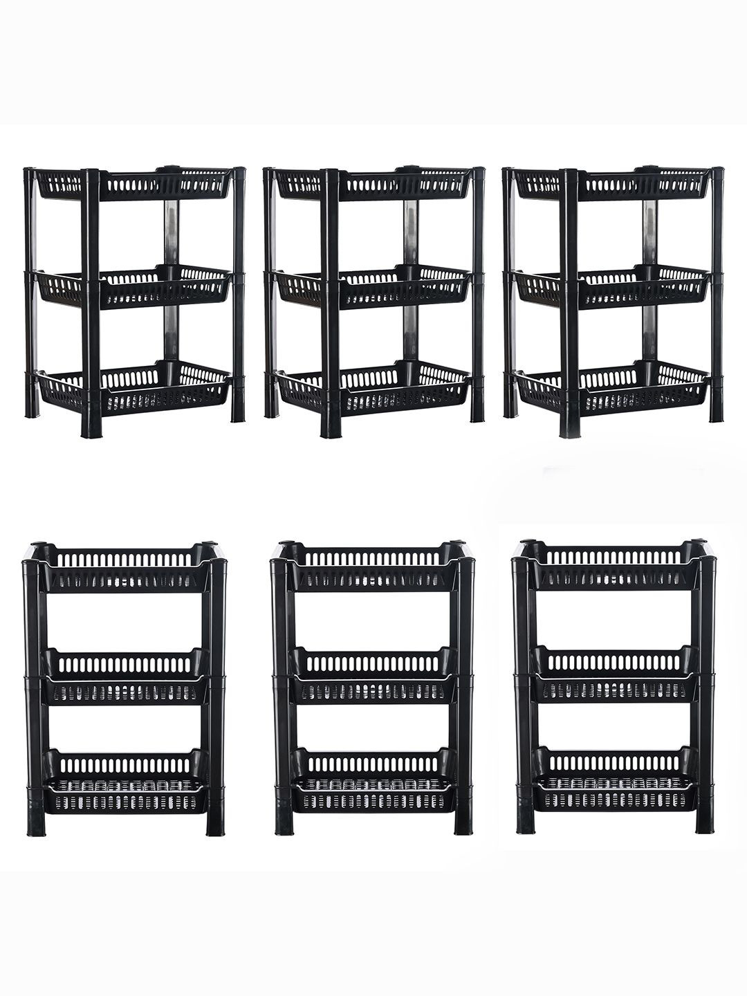 Kuber Industries Black 6 Pieces 3-Layer Long Lasting Kitchen Organiser