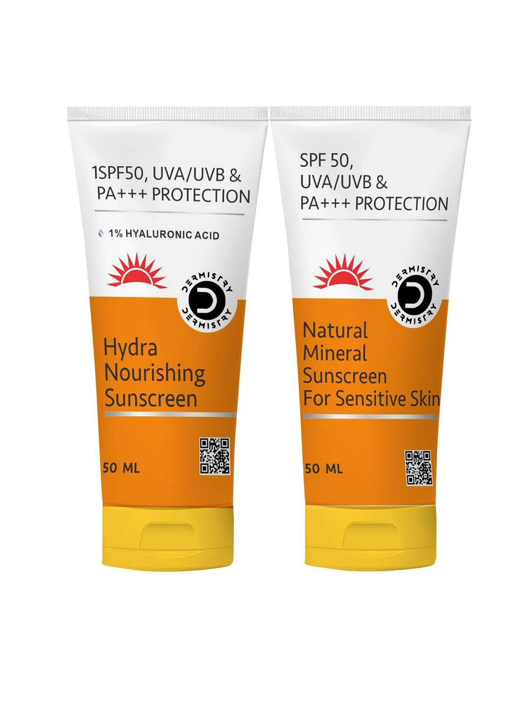 DERMISTRY Set Of 2 Hydra Nourishing & Natural Mineral Based SPF50 Sunscreen- 50ml Each