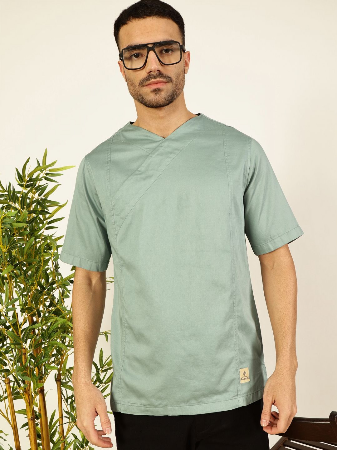Thomas Scott Men Solid V-Neck Cotton Boxy T-Shirt