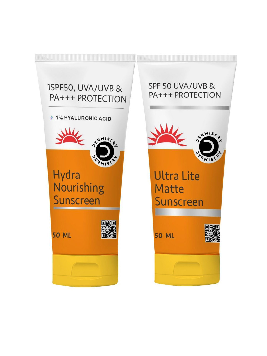 DERMISTRY Set Of 2 Hydra Nourishing & Ultra Lite Matte Finish SPF50 Sunscreen- 50ml Each