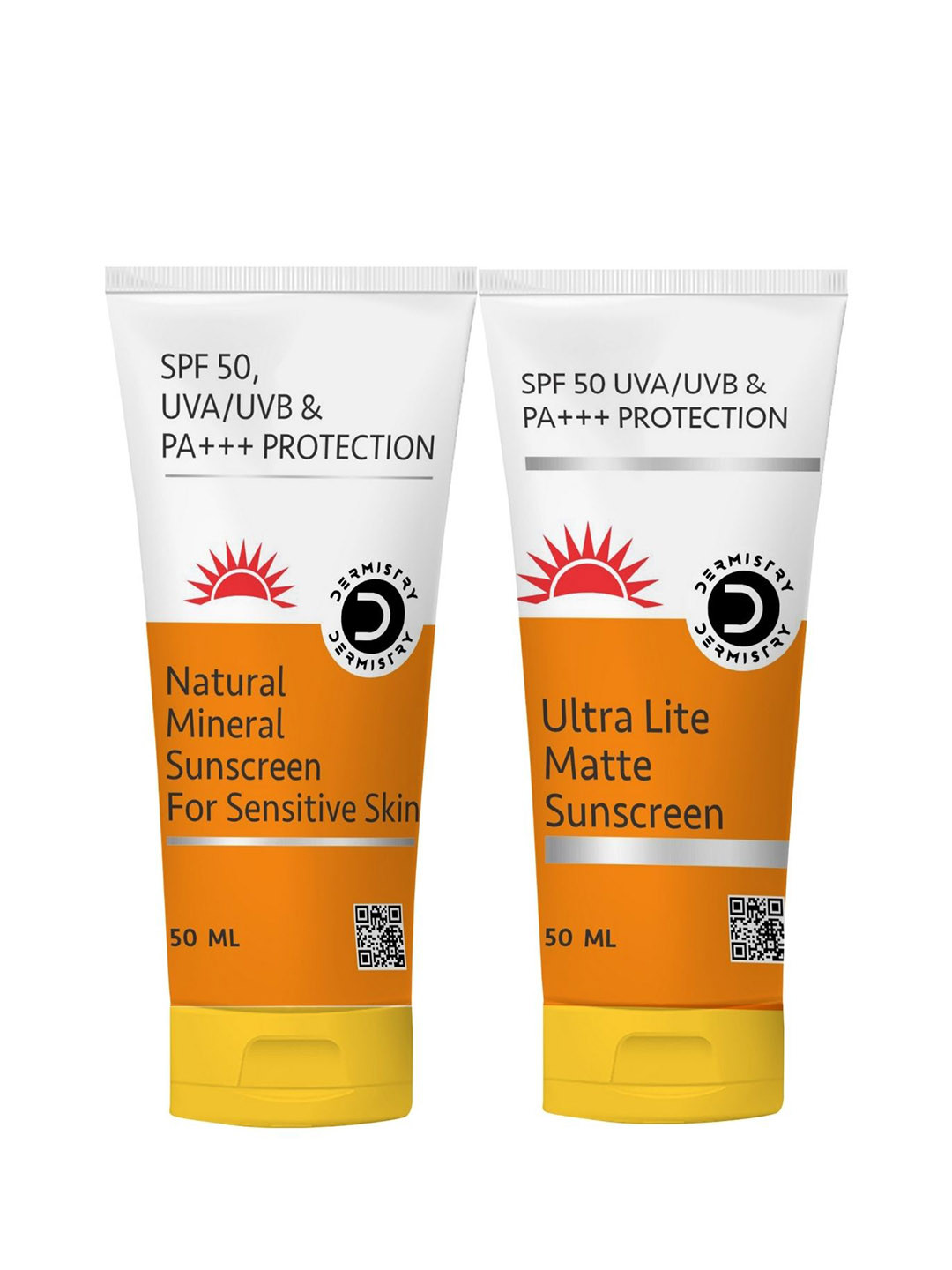 DERMISTRY Set Of 2 Ultra Lite Matte Finish & Natural Mineral SPF50 Sunscreen- 50ml Each