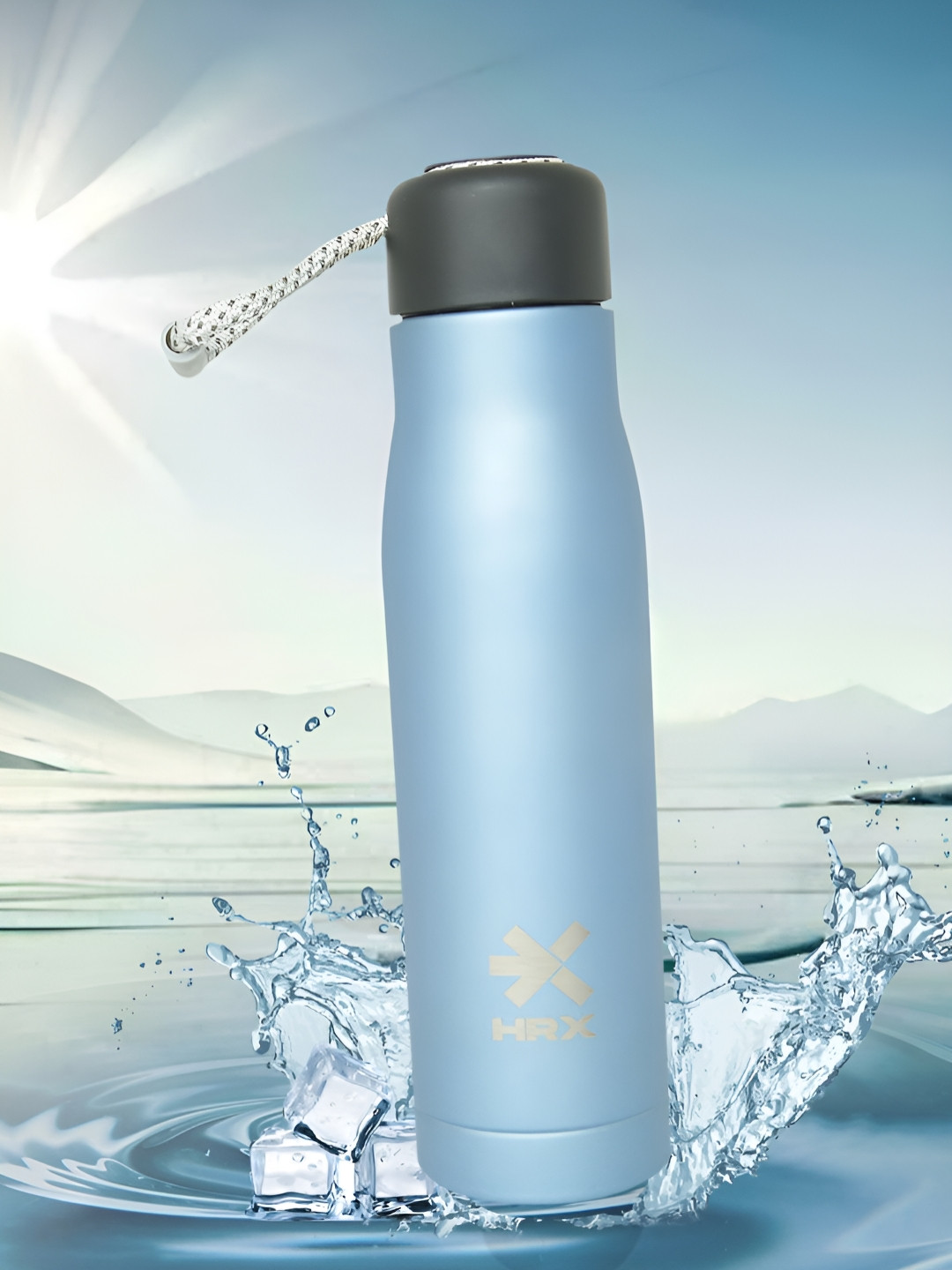 HRX by Hrithik Roshan Blue Brand Logo Stainless Steel Double Wall Vacuum Flask - 500ml