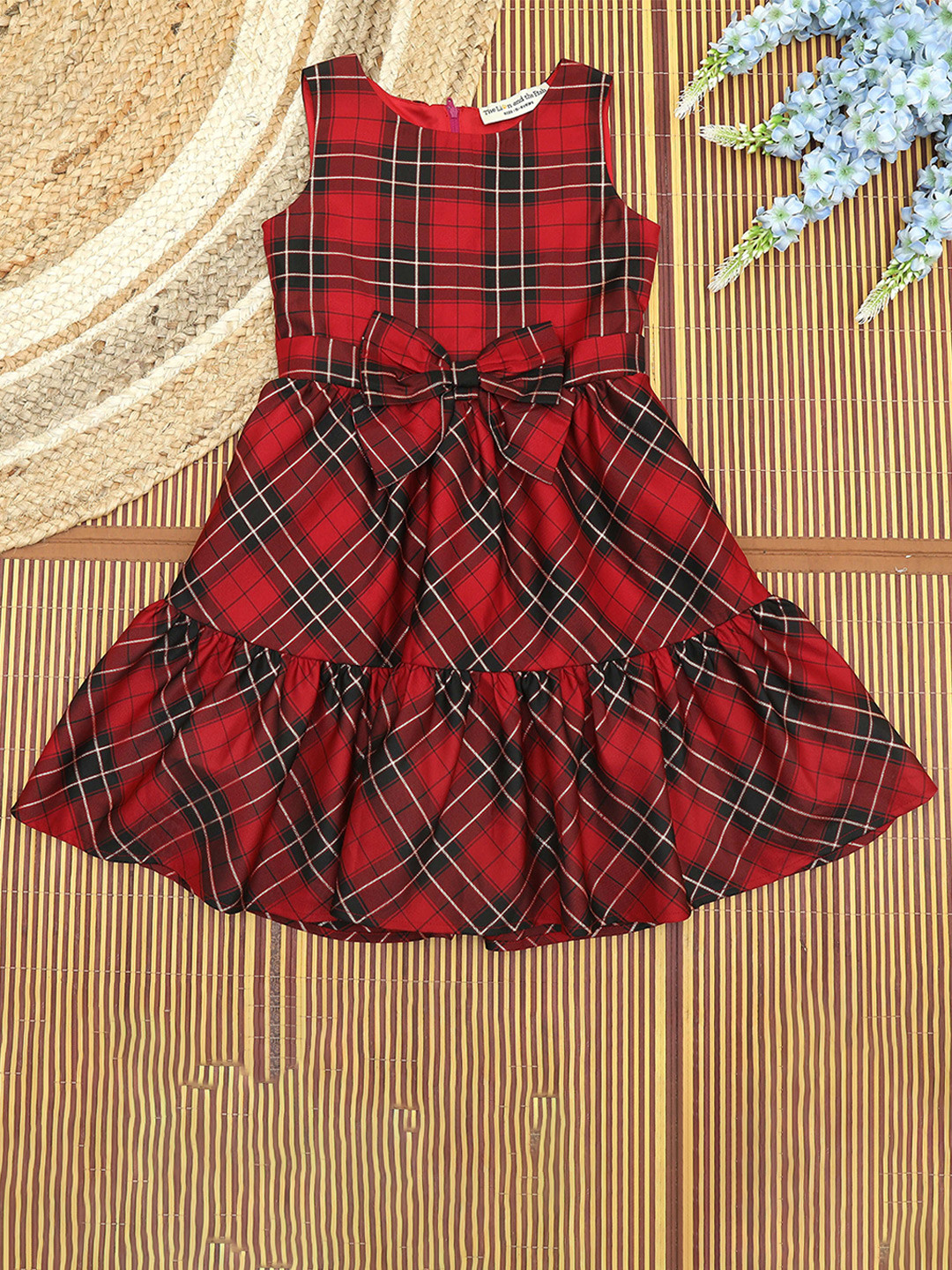 The Lion and The Fish Red Check Girls Dress