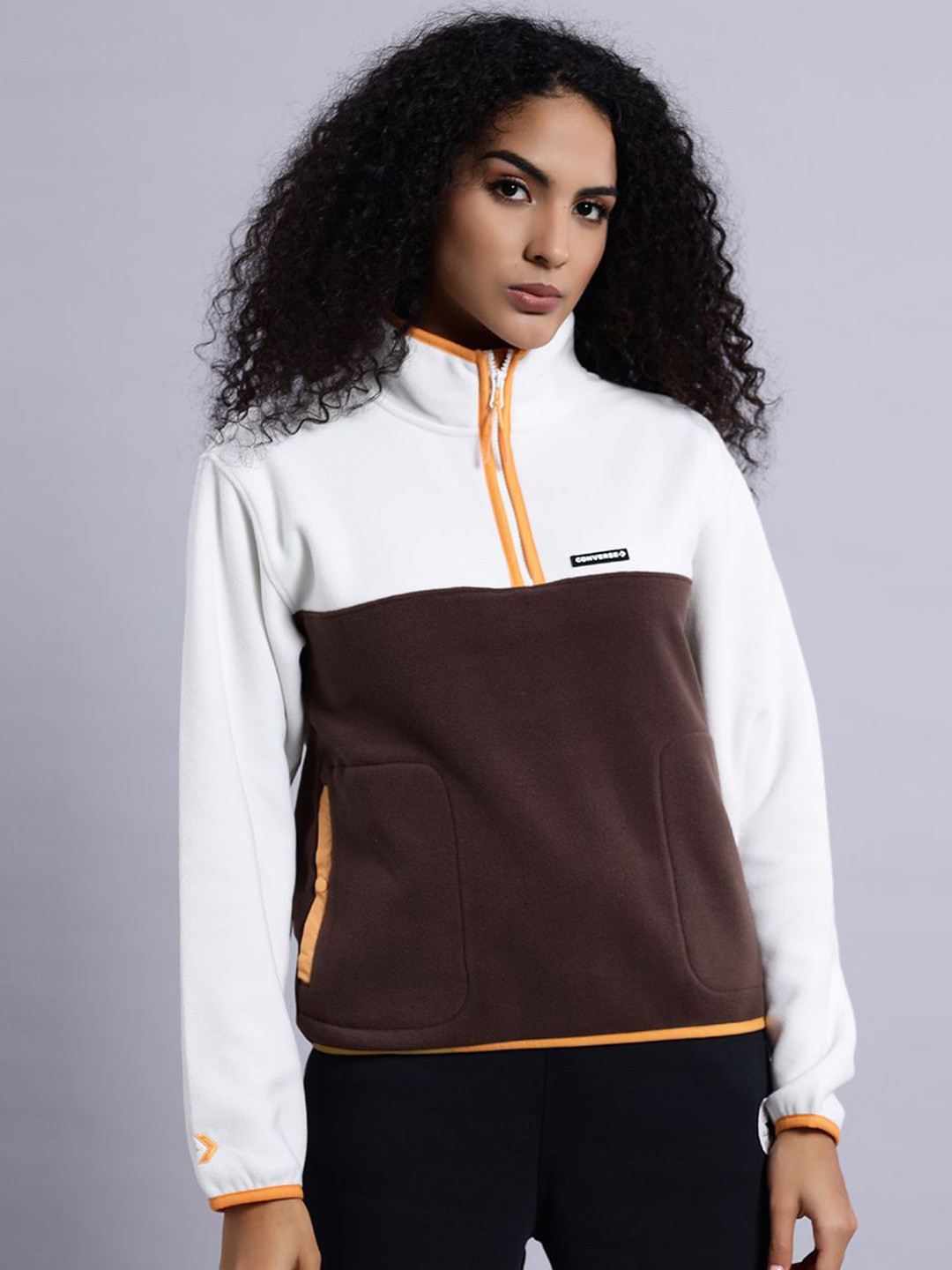 Converse Women Counter Climate Polar Fleece Half-Zip Popover Sweatshirt