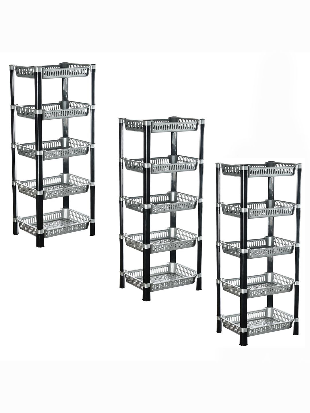 Kuber Industries Silver Toned 3 Pieces Long Lasting 5 Tier Kitchen Organiser
