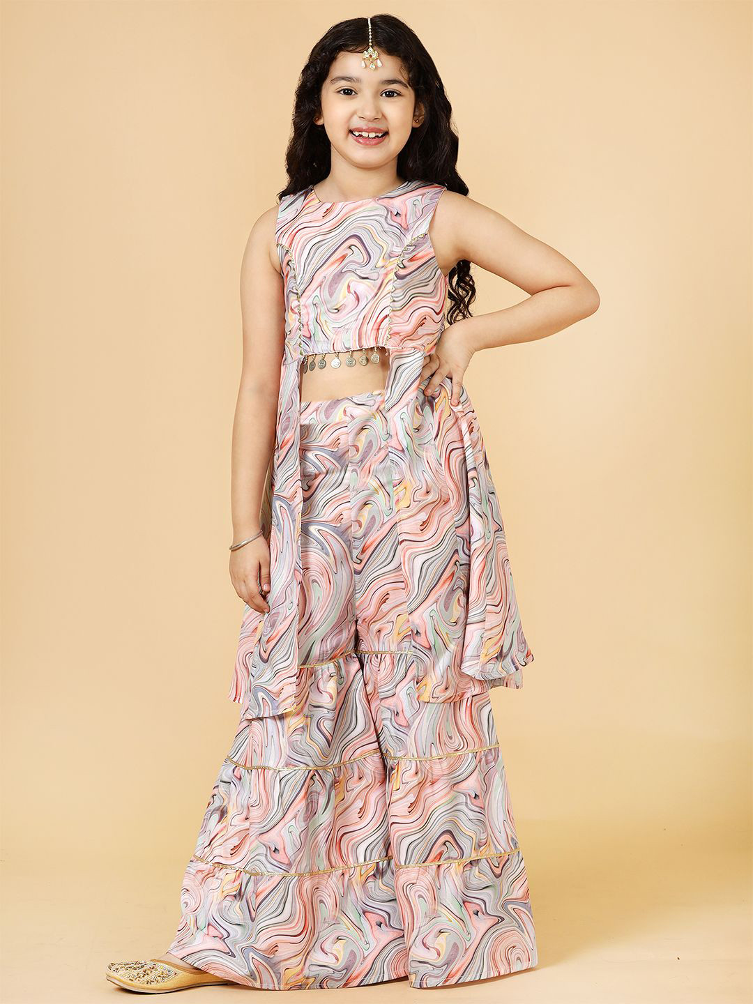 A.T.U.N. Girls Printed Tier Sharara Set