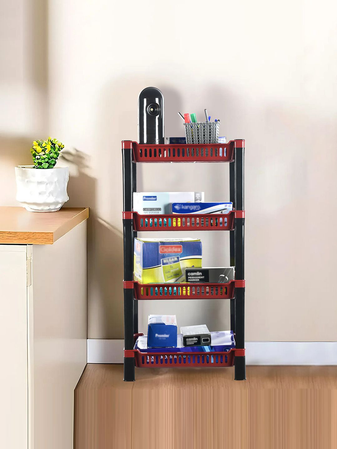 Kuber Industries Maroon 4-Tier Multi-Utility Organisers