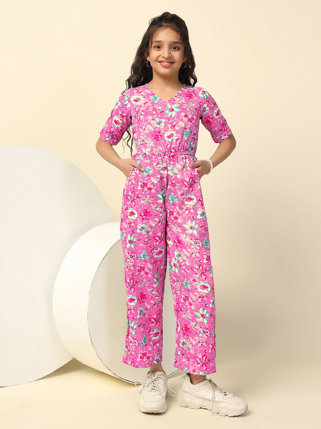FASHION DREAM Girls Floral Printed Jumpsuit