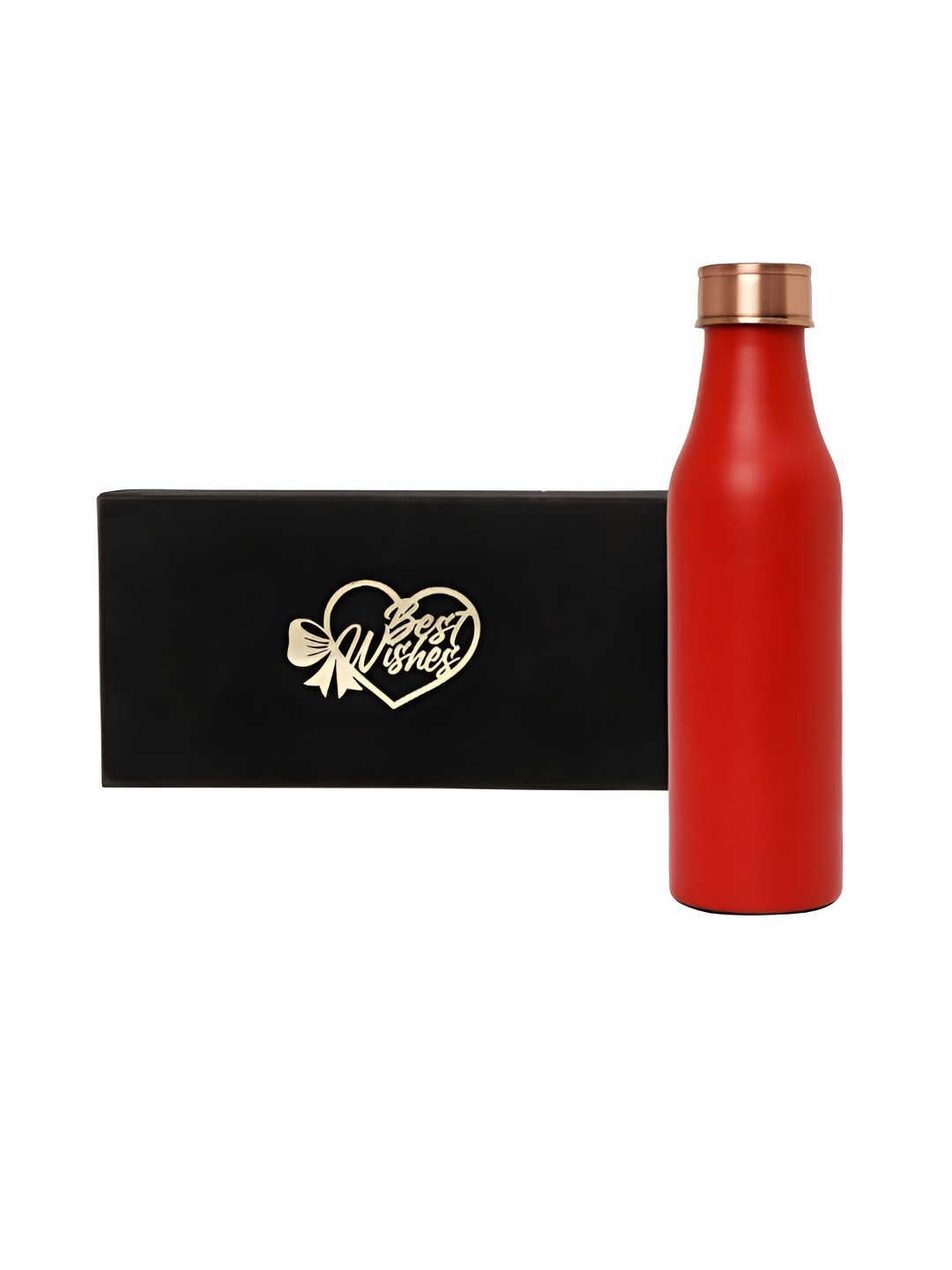 INTERNATIONAL GIFT Red & Black Copper Water Bottle With Best Wishes Tag Box