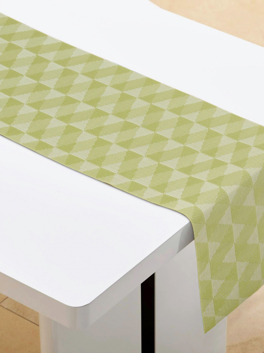 Home Centre Eden Green & Beige Printed Table Runner