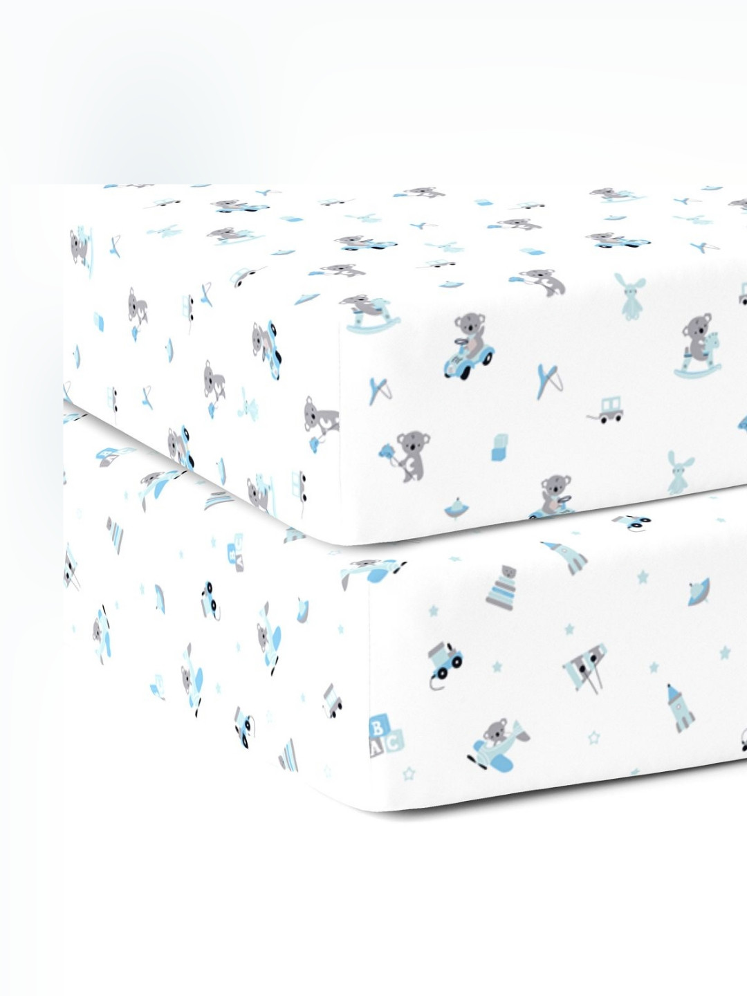 The White Cradle Blue Conversational Cotton Skin-Friendly 120 TC Fitted Crib 2 Bedsheet -132 x 70 cm