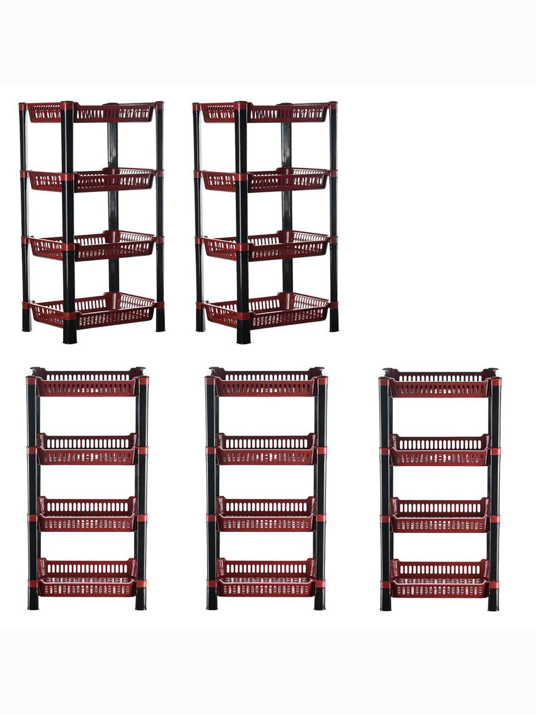 Kuber Industries Maroon 5 Pcs Long Lasting  Multipurpose 3-Layer Kitchen Organiser